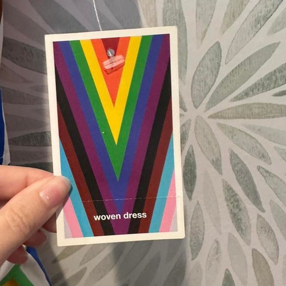 NWT Target Pride Striped Woven Shirt Dress Size Small Colorful Maxi Collared - Picture 8 of 9